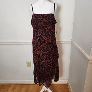 New Y2K Heart Dress 12P 12 Petite Womens Maxi Bead Fairy Grunge WhimsiGoth Assym